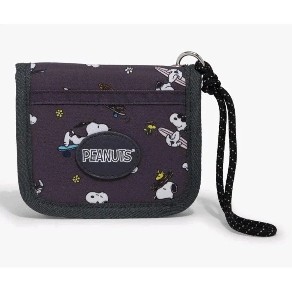 NEW Peanuts Snoopy‎ & Woodstock Icons Cardholder Nylon Zip Wallet
